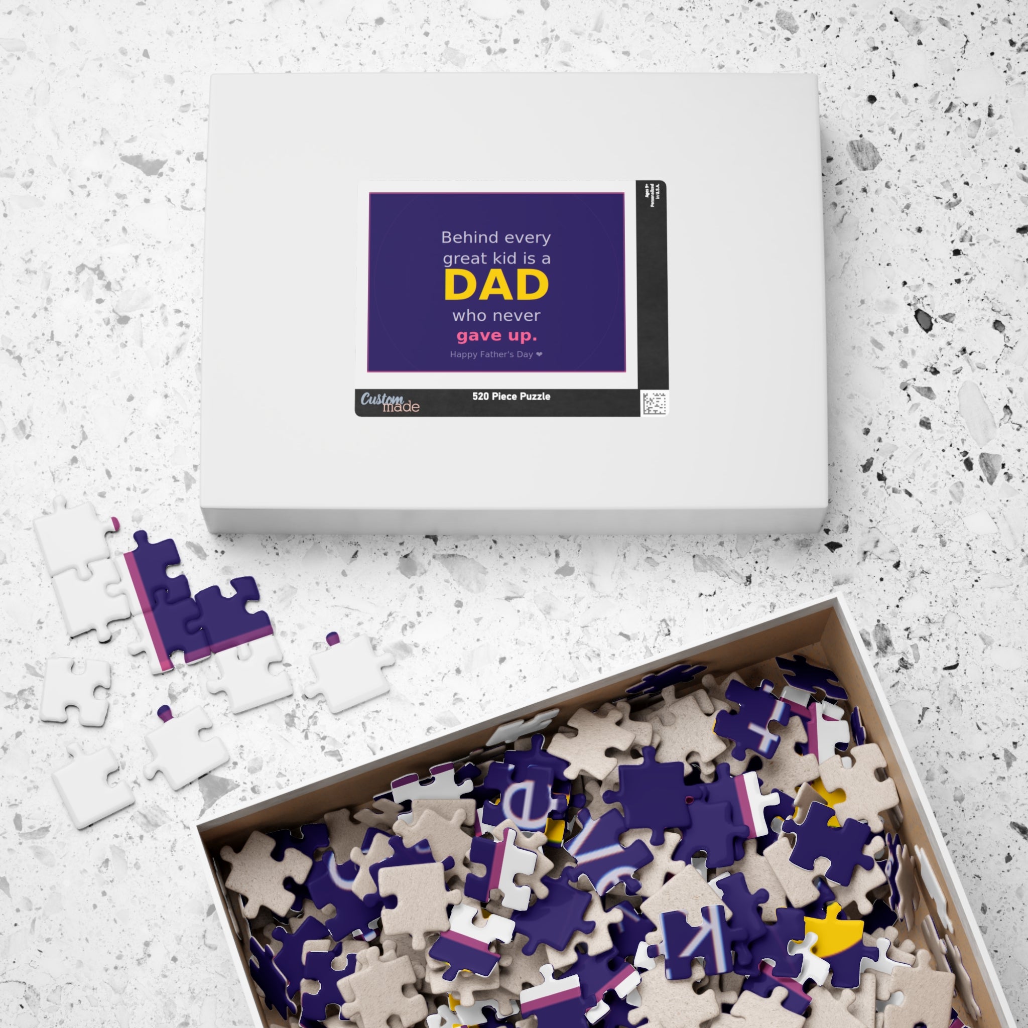 Father's Day Puzzle – "Behind Every Great Kid is a DAD who never gave up" (110–1014 pcs)