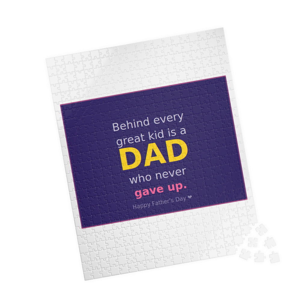 Father's Day Puzzle – "Behind Every Great Kid is a DAD who never gave up" (110–1014 pcs)