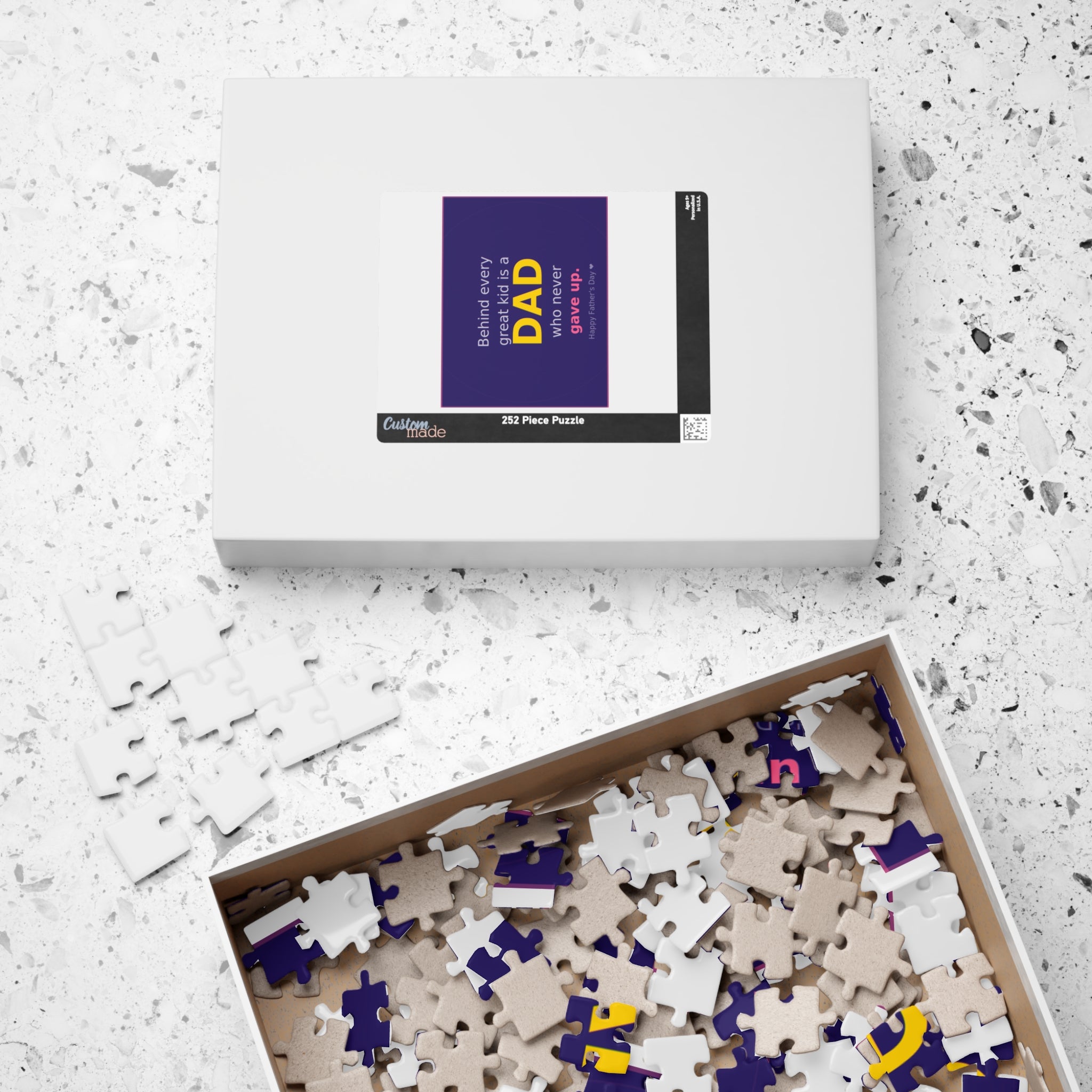 Father's Day Puzzle – "Behind Every Great Kid is a DAD who never gave up" (110–1014 pcs)