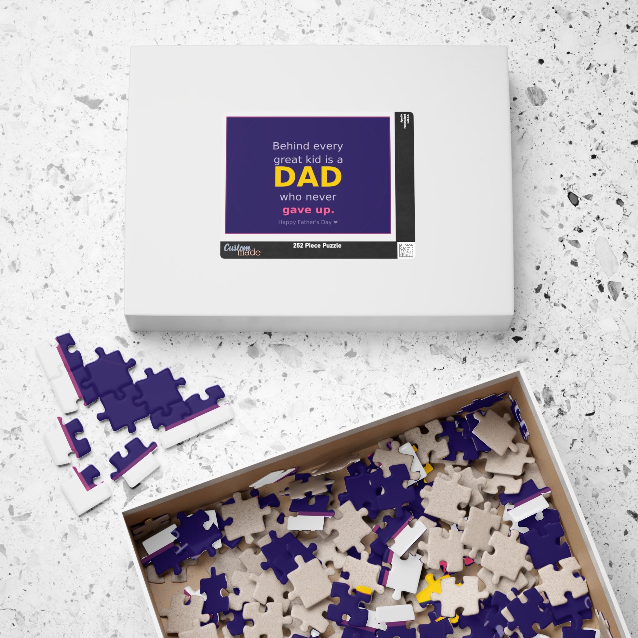Father's Day Puzzle – "Behind Every Great Kid is a DAD who never gave up" (110–1014 pcs)