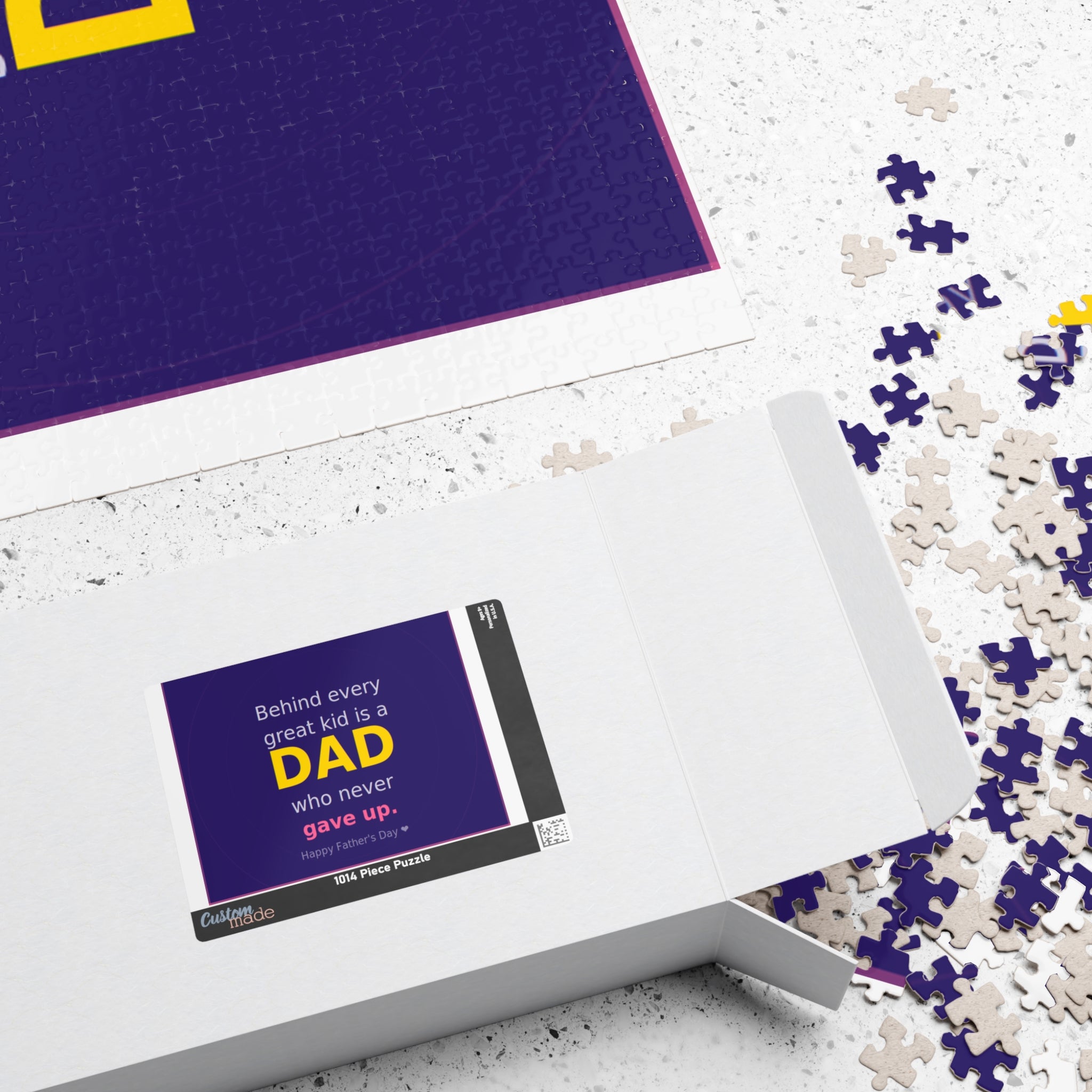 Father's Day Puzzle – "Behind Every Great Kid is a DAD who never gave up" (110–1014 pcs)